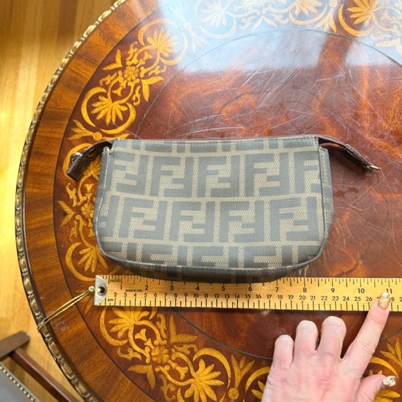 Fendi Zucca Canvas Brown FF Zip Pouch MSRP $1395 - Picture 5 of 12